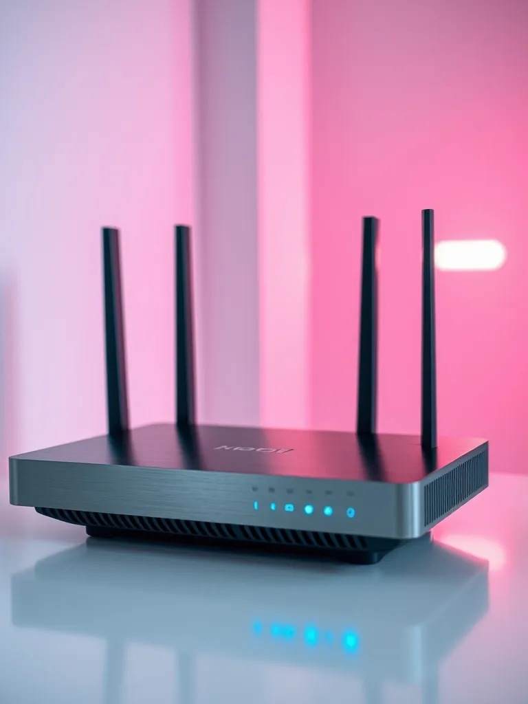 A high-tech close-up of a modern brushed metal internet rout