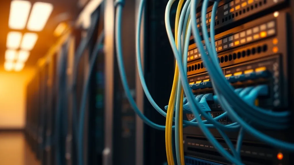 A professional close-up of high-speed fiber optic cables and