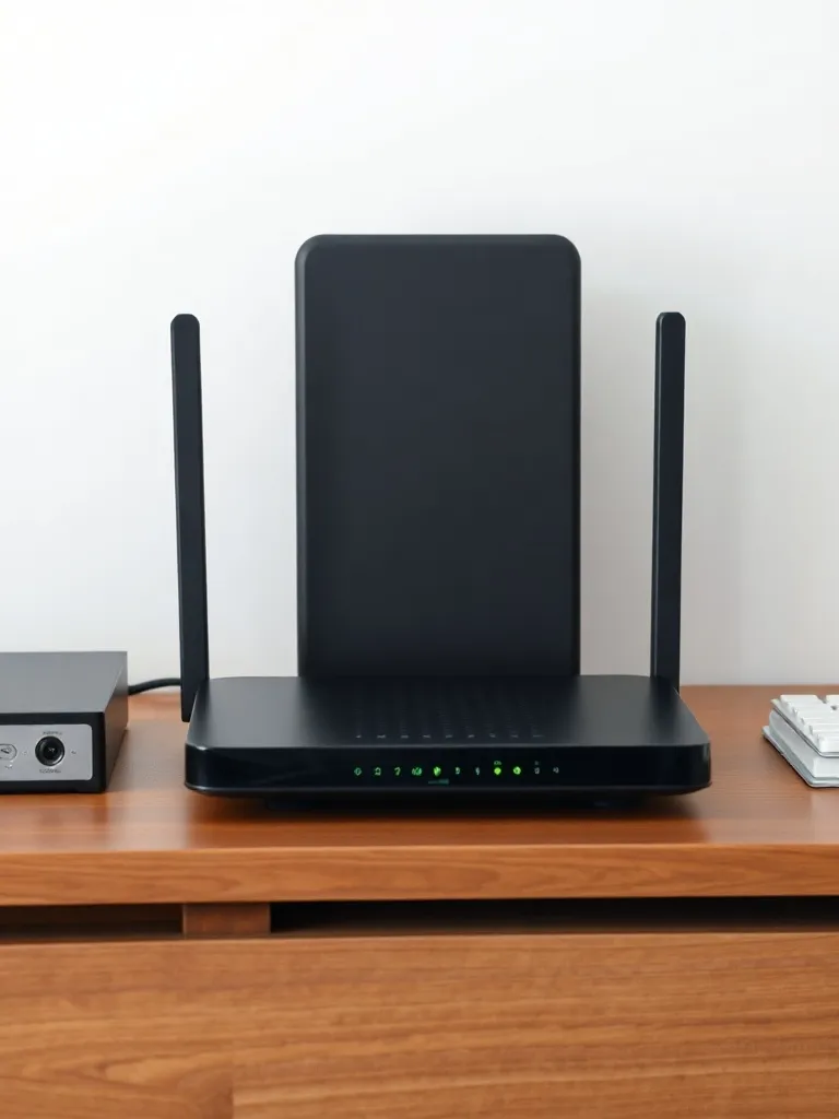 High-quality modern wifi router and modem on a minimalist wo